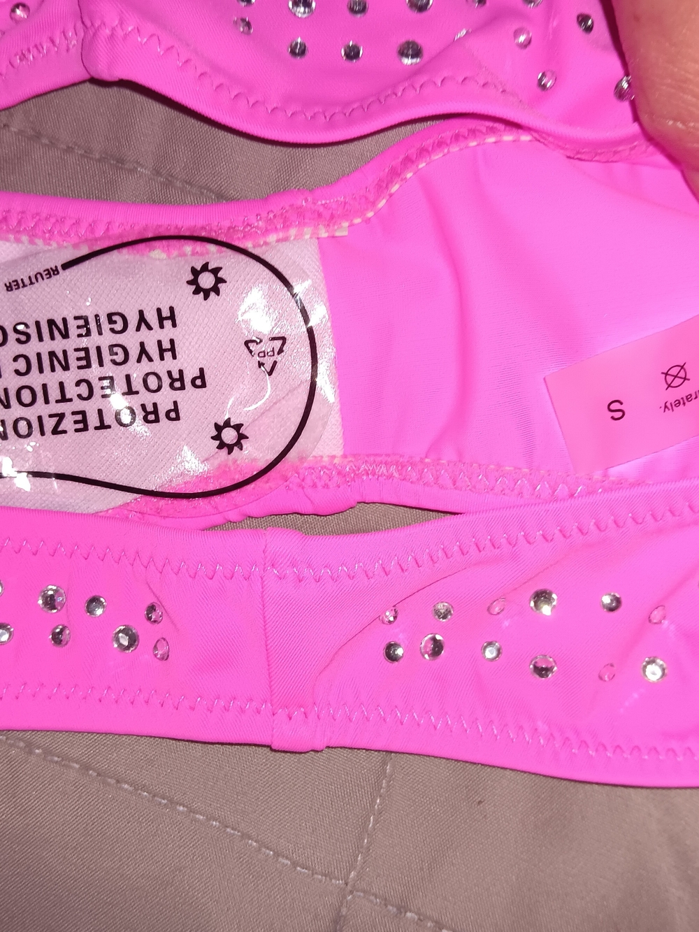 Hot Pink Rhinestone Triangle Bikini Set - Picture 4 of 4